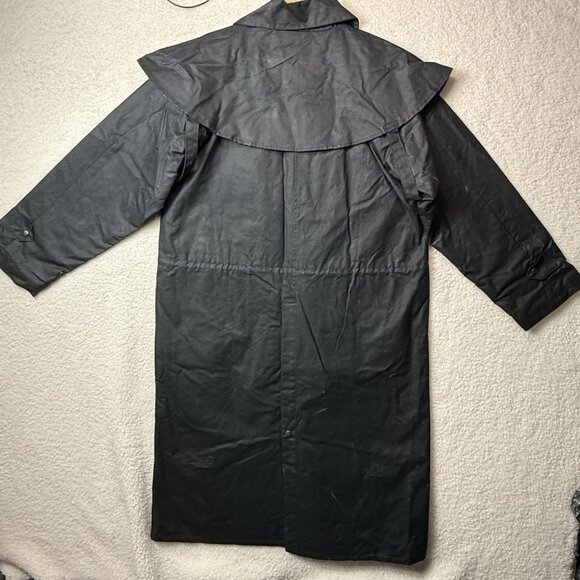 Outback Trading Co Bush Trader Duster Coat Black Medium Waxed Oilskin Western - Picture 9 of 15